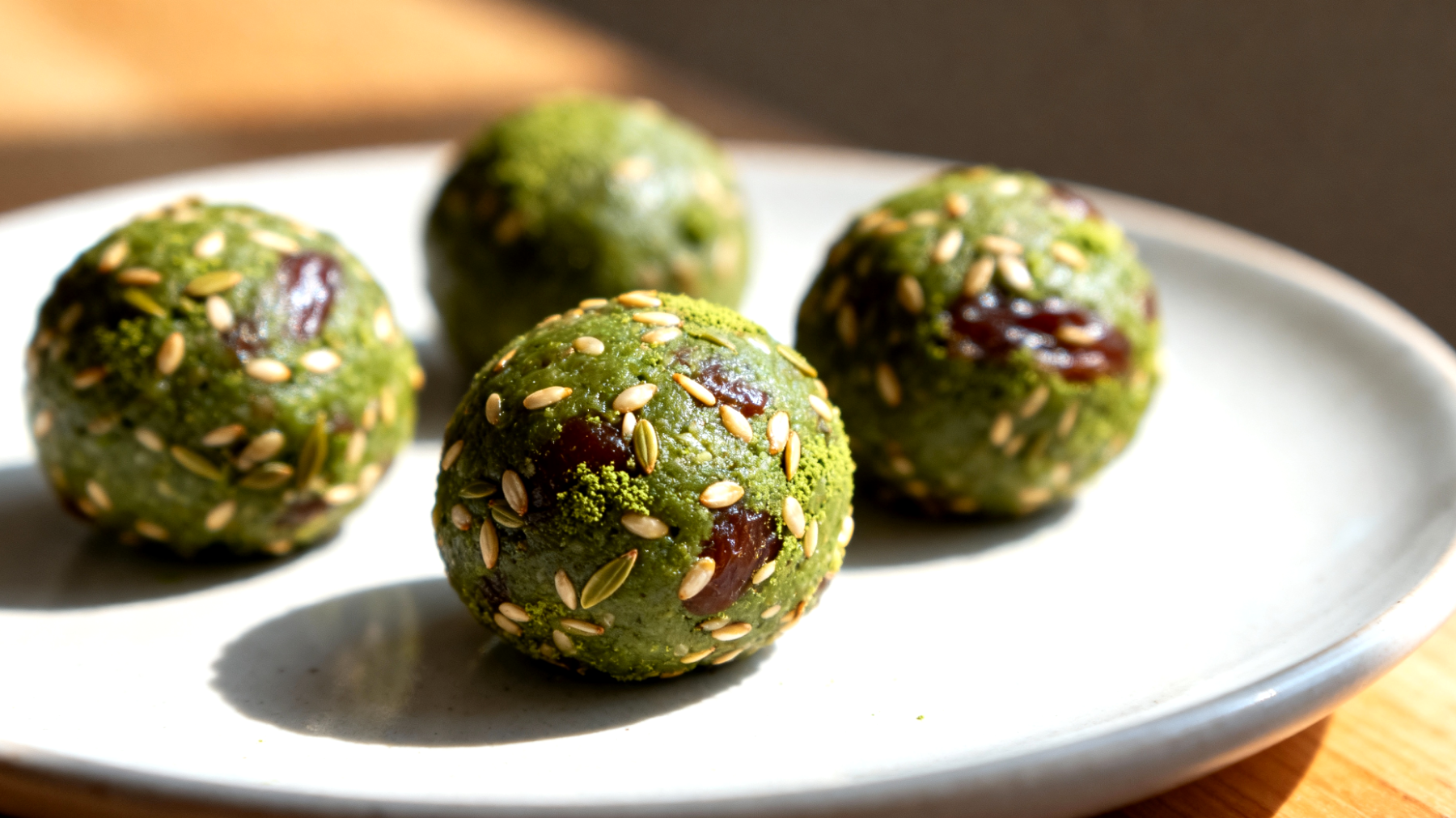 Energy balls con semi di canapa, datteri e spirulina"